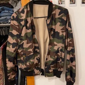 Reversible camo bomber